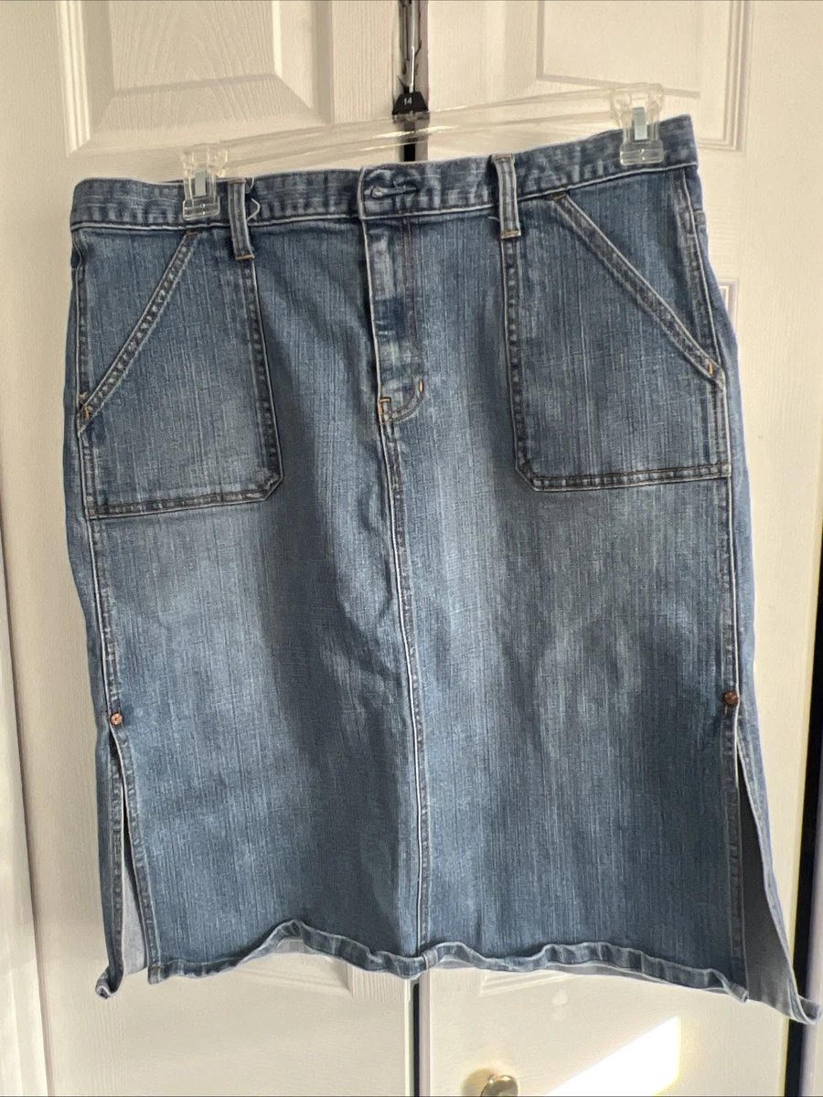 Buy Roman Light Denim Blue A-Line Knee Length Denim Skirt from the UK online shop