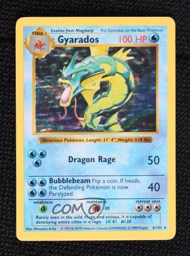 Gyarados Holo Shadowless Pokemon Base Set #6 1999