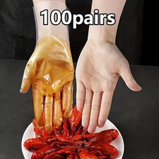 100 Pcs Plastic Disposable Gloves for Kitchen Cooking Cleaning Clear Waterproof