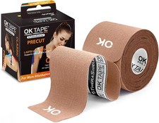 OK TAPE Kinesiology Tape 10 inches Precut, 20 20 Count Pack of 1 , Beige