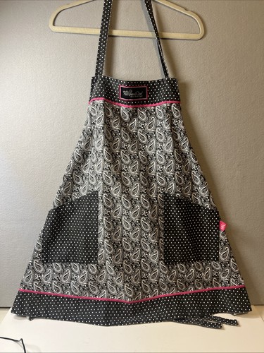 Pampered Chef Apron - Black "Help Whip Cancer" Paisley Polka dot