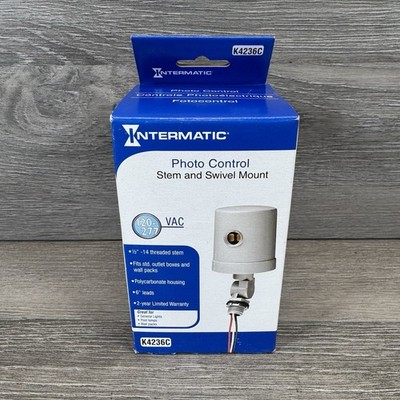 INTERMATIC K4236C Photocontrol, Stem and Swivel, Gray NEW