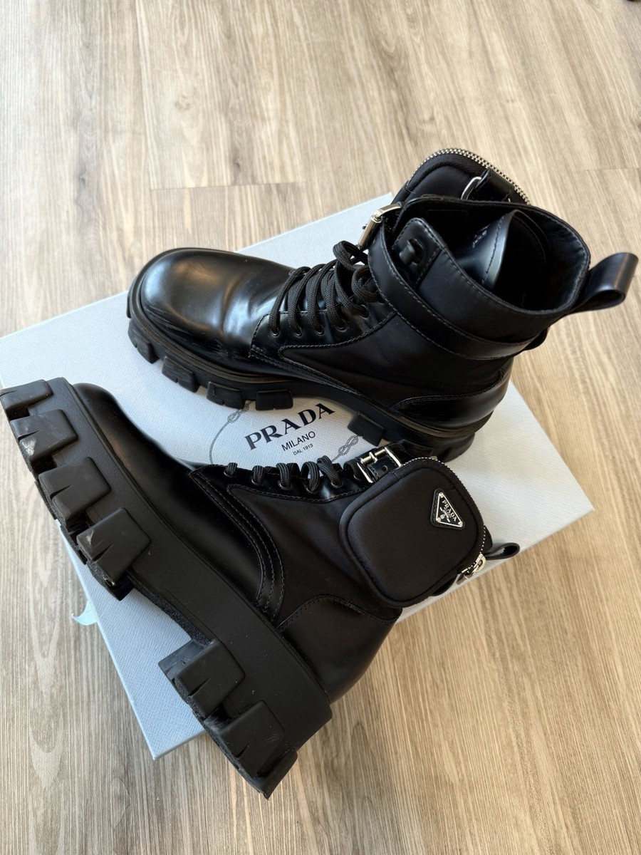 靴 Prada Combat boots Prada Monolith Combat Boots Leather and Nylon - 40 | eBay