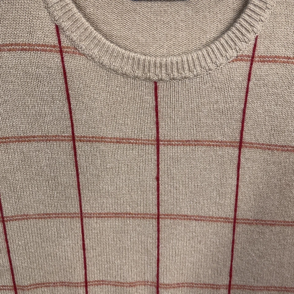 Nuevo con etiquetas Suéter Grant Thomas Para Hombre 100% Dos Capas Cachemira Rojo Tostado Rejilla 2X/XXL Foto 4 de 4
