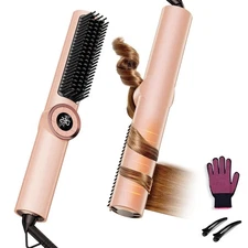 Hair Straightener Brush for Women: Negative Ionic Curling & Straightening Bru...