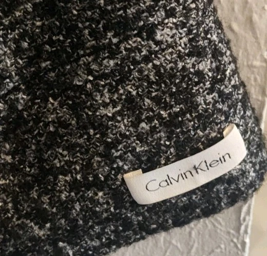 Abrigo Calvin Klein Espiga Doble Pecho Mezcla Lana Cinturón Tweed Guisante Talla 16 Foto 3 de 4