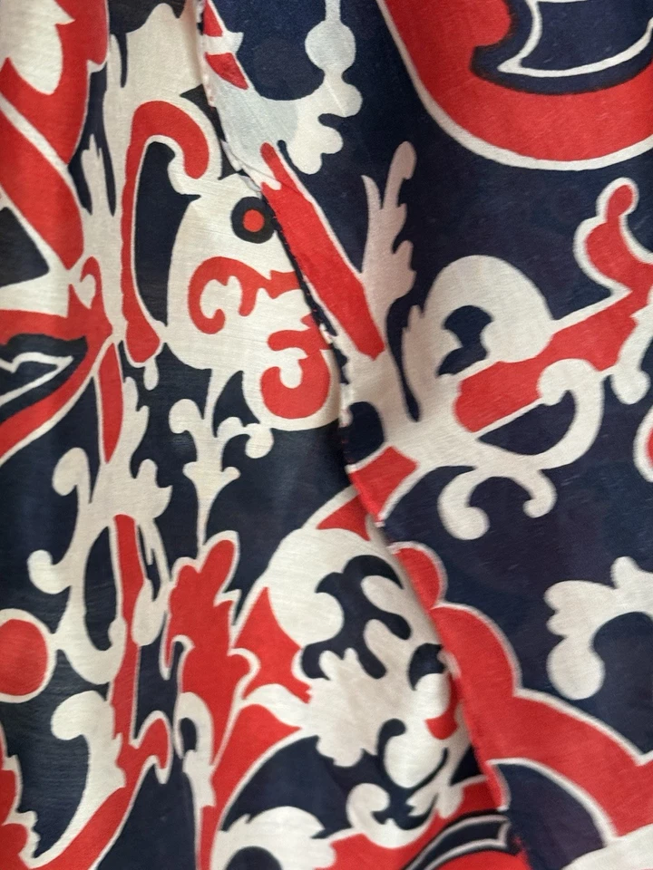 vintage 70s red White And Blue Abstract print Square silk scarf Made In USA 🇺🇸 - Image 3 of 4
