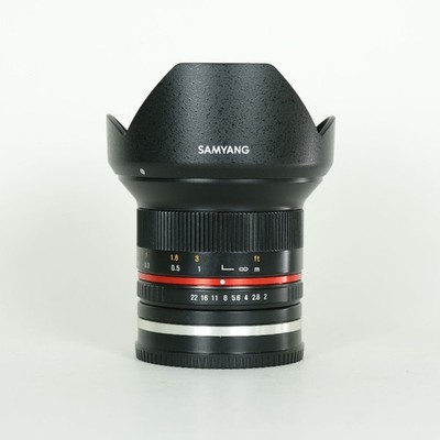 Samyang 12mm F2.0 NCS CS Sony E Mount Silver Wide Angle Lens Used
