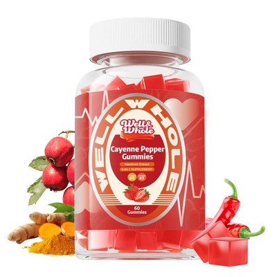 Cayenne Pepper Gummies Hawthorn CoQ10 Turmeric Niacin Vitamin D3 60ct