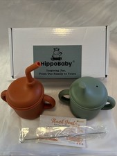 HippoBaby Silicone Baby Cup Set, Includes 2, 5oz Cups Straw 17