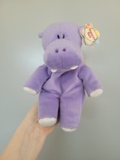 LILAC HUGO 💜 plush 9" HIPPO HIPPOPOTAMUS soft toy floppy beanie TREASURED PALS
