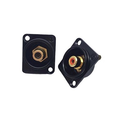 2PCS Female RCA Panel Mount Chassis Socket Connector 86 Panels Gold Plated Black
