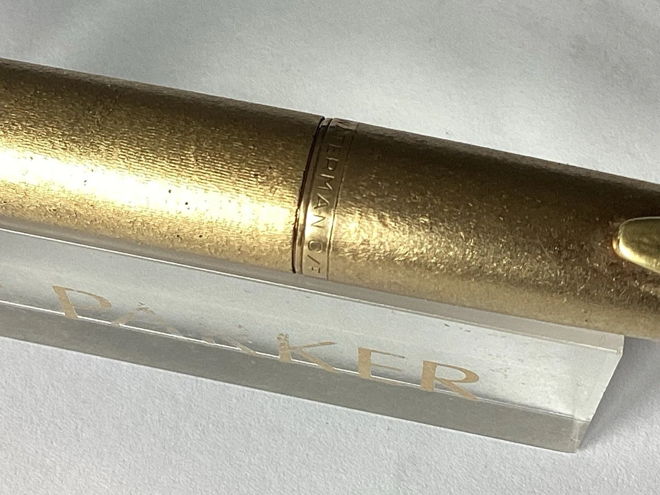 Très rare stylo plume Waterman CF plaqué or habillage givré - Photo 2/4