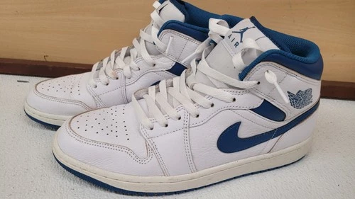 Nike Air Jordan 1 Mid Shoes MenS  9.5 White Leather Mid Top FN5215-141 ( NICE !