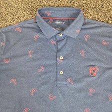 Johnnie-O Polo Shirt Mens L Blue Pink AOP Golf Performance Stretch