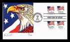 US COVER FOUR FLAG FIRST DAY ISSUE COMBO WOODBLOCK PRINT CACHET 11 OF 14