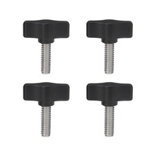 4 PCS 1/4"20 x 3/4" Stainless Steel Thumb Screw Black Aluminum Knob