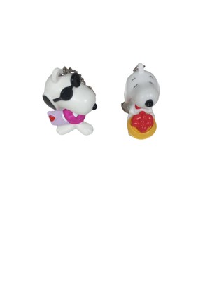 Mixed Lot 2 PVC Peanuts Valentines Day Key Chains Snoopy Woodstock