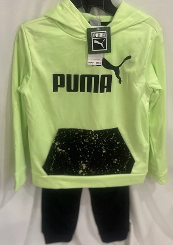 NWT Puma Splatter 2 Piece Youth Size Small Active Wear Hoodie/Pants Fizzy Apple - Picture 2 of 12