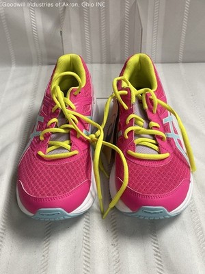 ASICS Jolt 4 GS Pink Yellow Running Shoes Size 7 1014A242