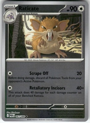 Raticate 061/088 Uncommon Perfect Order Pokemon Reverse Holo Near Mint
