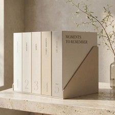 Decorative Photo Storage Box Set of 5 for 4x6 Pictures - Sturdy Photo Album O...