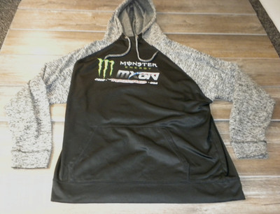 J America Monster Energy Hoodie Sweatshirt XXL Black Gray MXON 2018 RedBud USA