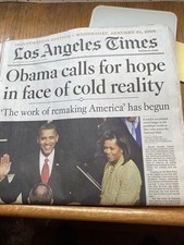 Los Angeles Times Newspaper 2009 Obama Inauguration 08 Presidential Election Win