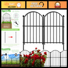 Decorative Metal Garden Fence 17in x10ft, 10 Pack Rustproof No-Dig Animal Barrie