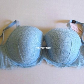 Victoria's Secret Dream Angels Lightly Lined Demi Bra 38DDD Light Blue Lace $59