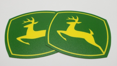 #ad #2 John Deere Vinyl Logo Decal 3 1 4quot; X 3 3 4quot; Green Yellow Deer Authentic $10.00