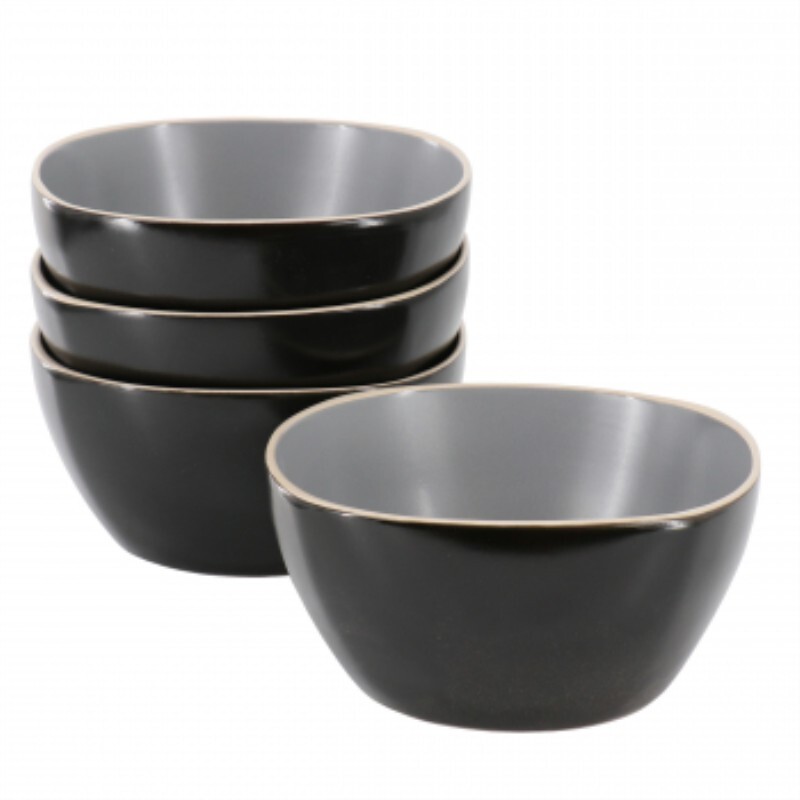 Hometrends Soho Lounge 4 Piece 6 Inch Stoneware Bowl Set In Grey