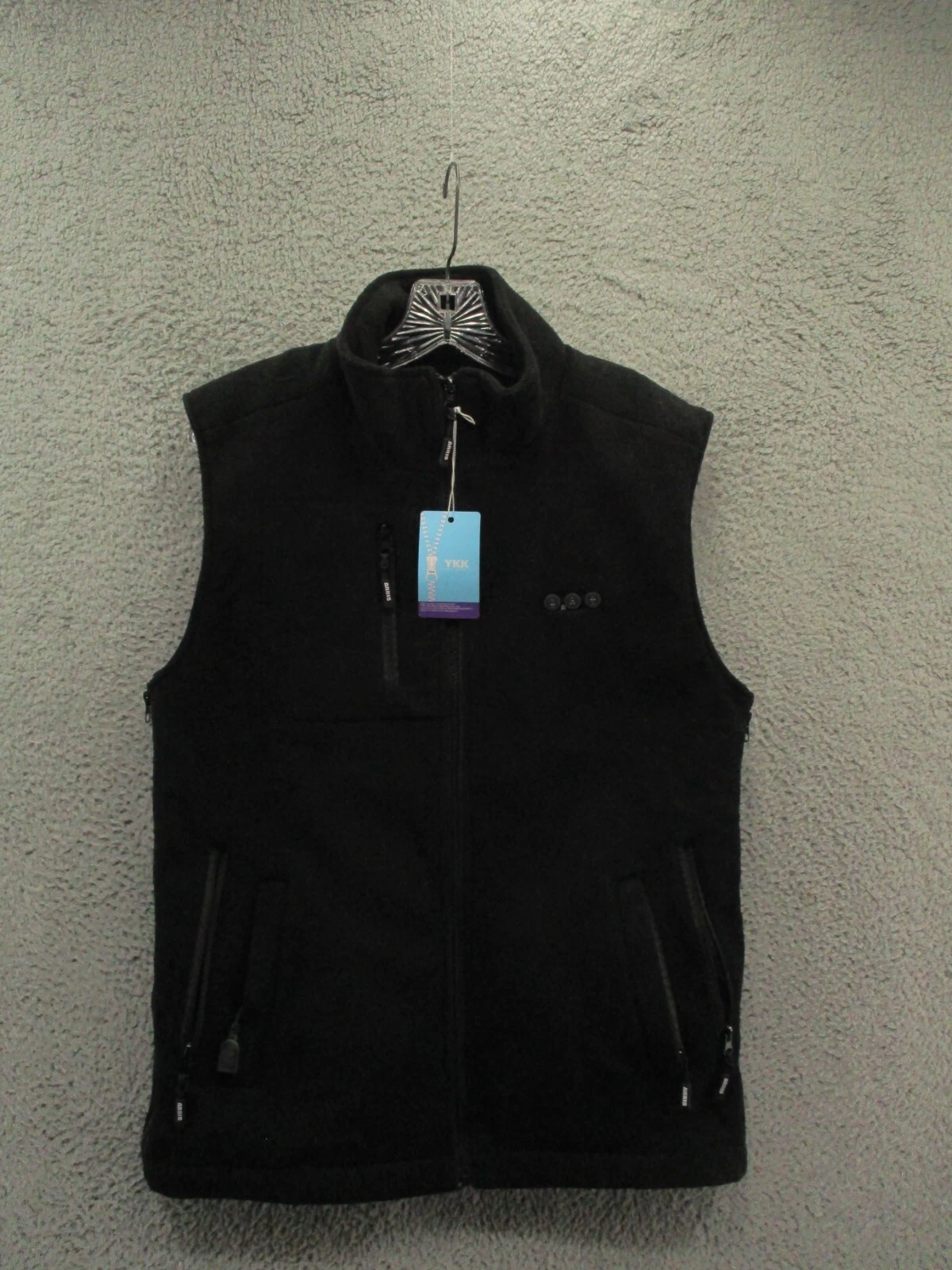 Arris Heated Vest Fleece Full Zip Black Mens Size Measures Small NEW No Battery