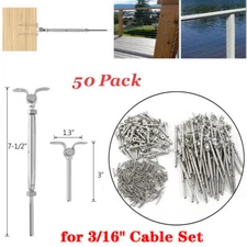 50X 3/16" T316 Stainless Steel Cable Railing Hardware Set Turnbuckle Tensioner