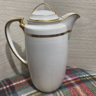 Vintage Noritake RC Coffee Pot With Lid, White Gold Trim Nippon.