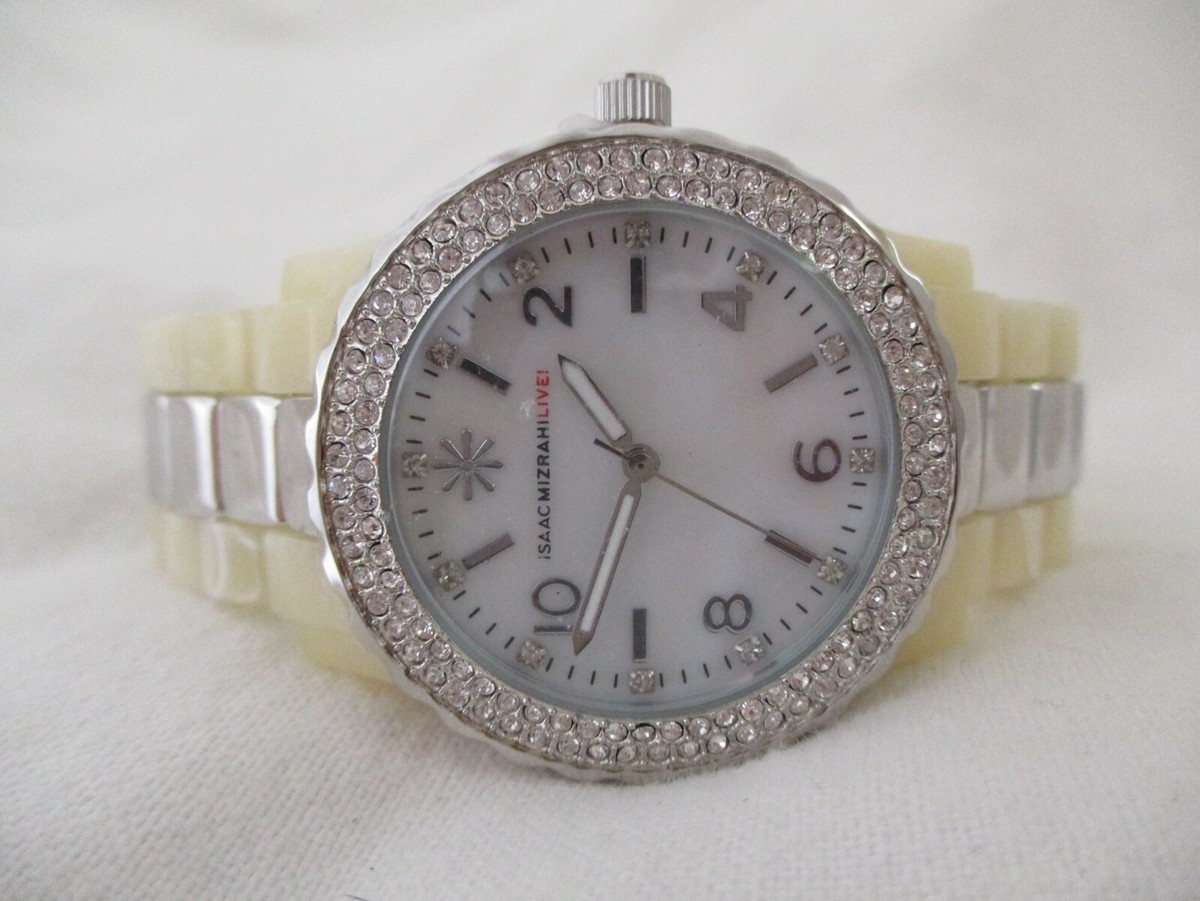 Isaac Mizrahi Live Watch Silver Toned Link Band Rhinestones  display picture 3