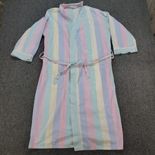 Vintage ORVIS Robe Womens Pastel House Coat Seersucker Puckered Made USA 80s 90s
