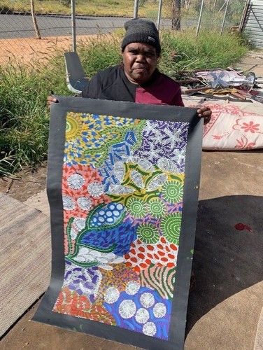 KAREN BIRD NGALE "Awelye" Original Signed Acrylic on Canvas 102cm x 56cm - Picture 2 of 4