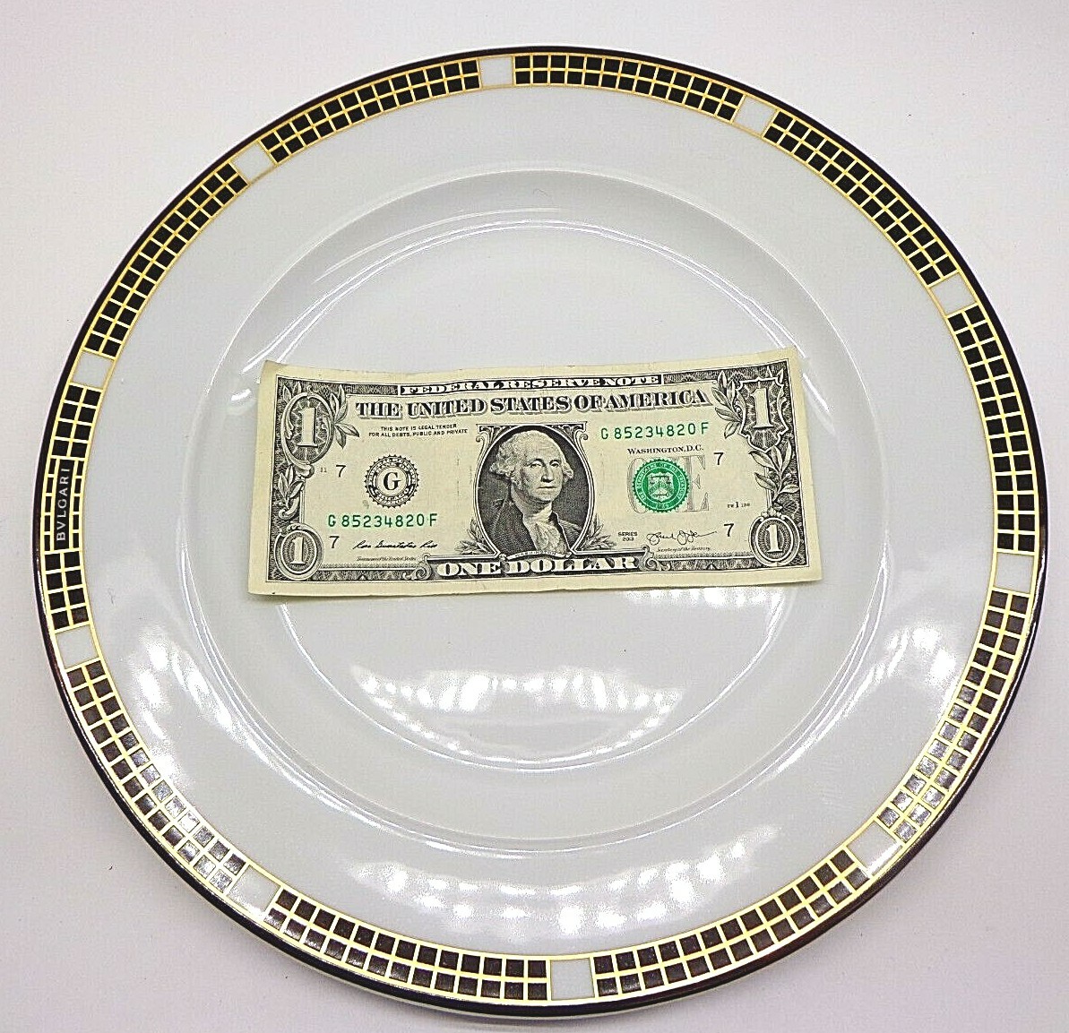 ROSENTHAL Black Checks Gold Lines BVLGARI QUADRI 10 5/8