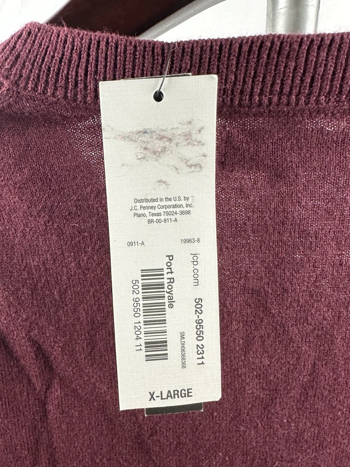Nuevo con etiquetas Pullover Claiborne Para Hombre Mezcla Cachemira Port Royale Cuello en V Talla XL Foto 3 de 4
