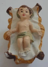 Vintage Manger Nativity Jesus in Creche Hand Painted Italy Composition Figure