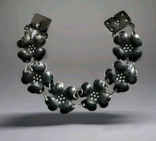 VINTAGE SIGNIERTE STERLINGSILBER HARTRIEGEL BLUME GLIEDERARMBÄNDER signiert 925 Mexiko  - Bild 1 von 9