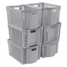 Plastic Deep Stacking Baskets Plastic Stackable Storage Baskets 6 Packs