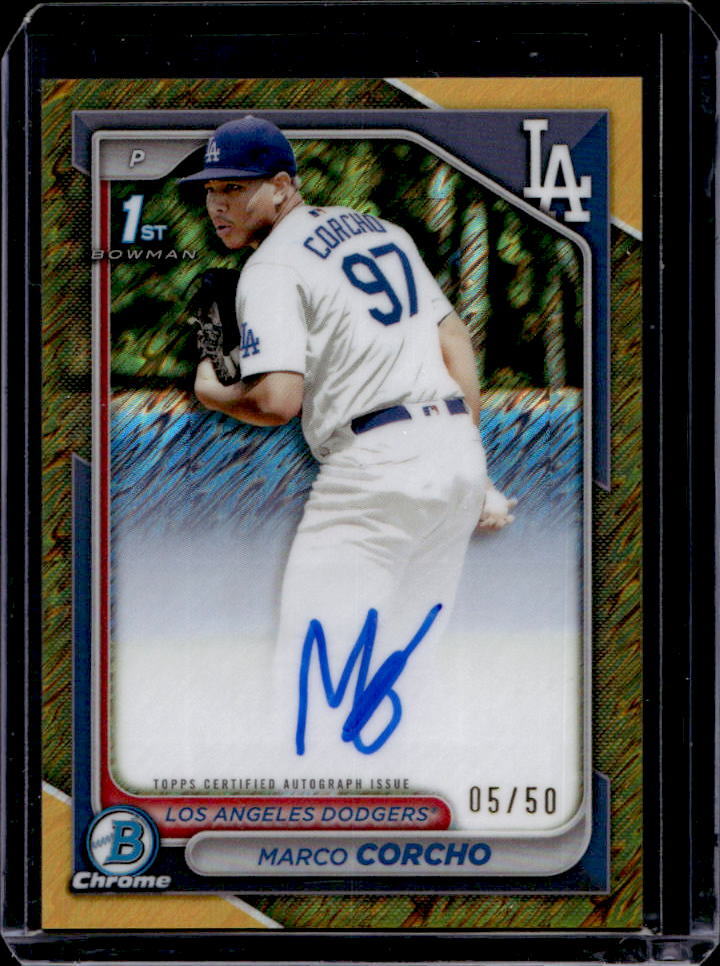 2024 Bowman Chrome Marco Corcho Prospect Auto Gold Shimmer Refractor 1st #5/50