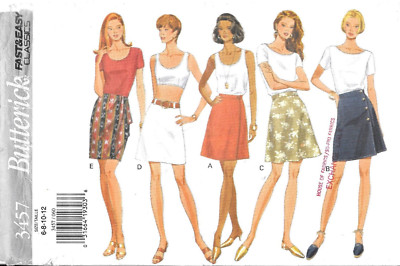 Uncut Butterick Sewing Pattern 3457 A-Line Skirts in Five Styles Size: 6-8-10-12