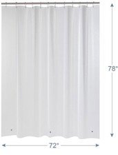White Shower Curtain Liner 72 x 78 Long Plastic Liner PEVA Bathroom Waterproof