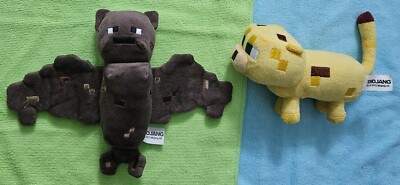 2015 Offizielle Mojang Minecraft Fledermaus & Ozelot Katze Plüschtiere. 20 cm Länge. Sehr guter Zustand.