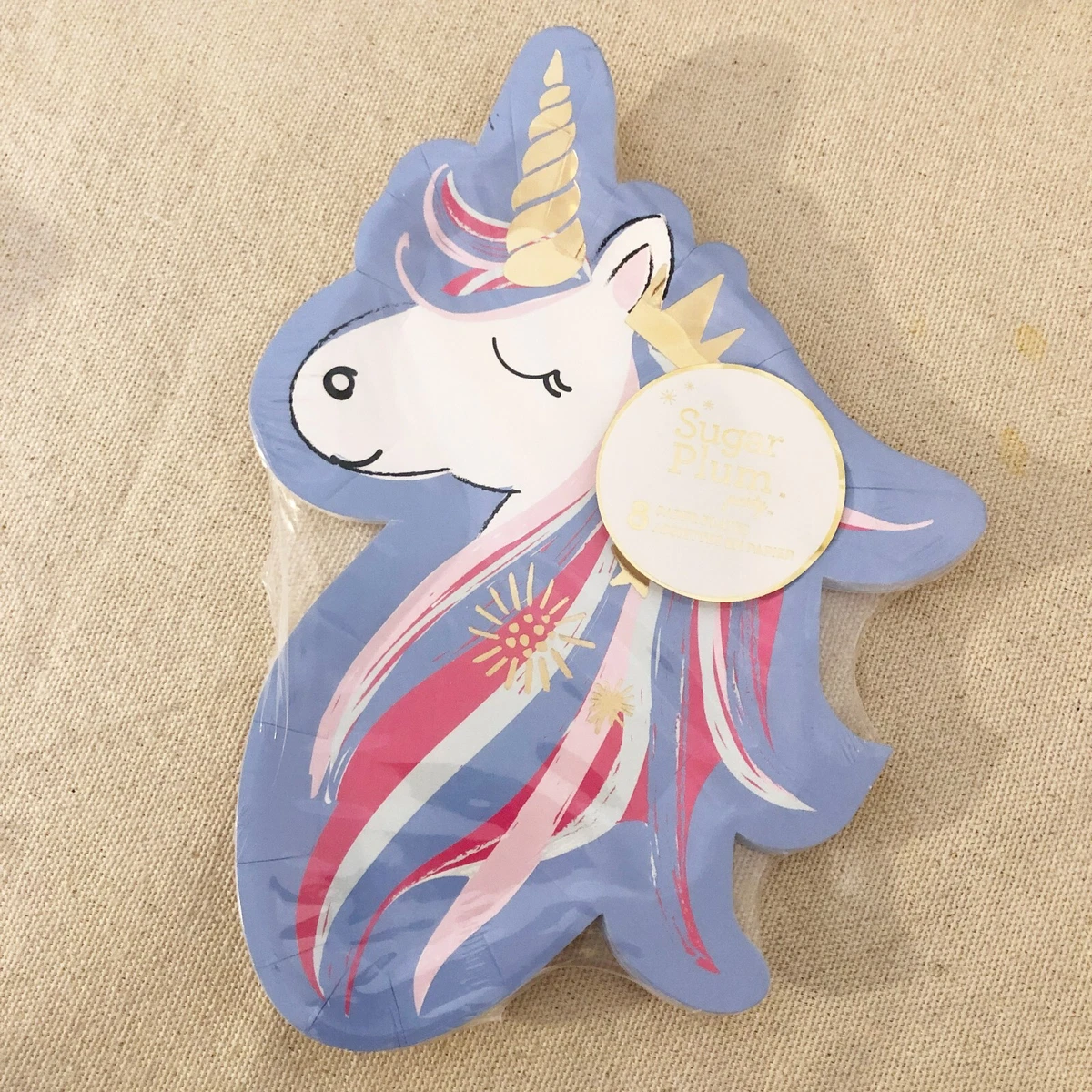 Lot of 5 Sugar Plum Unicorn Paper Party Plates Kids 8 pcs Per Pack 8in Purple
