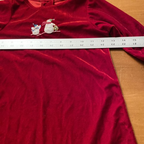 Sophie Rose Boutique Girls Dress Size 5 Red Velveteen Ruffle Beaded Snowman - Picture 6 of 8