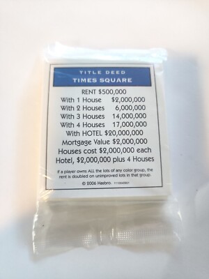 2006 Parker Brothers Monopoly Here & Now Replacement Pieces Sealed Title Deed 